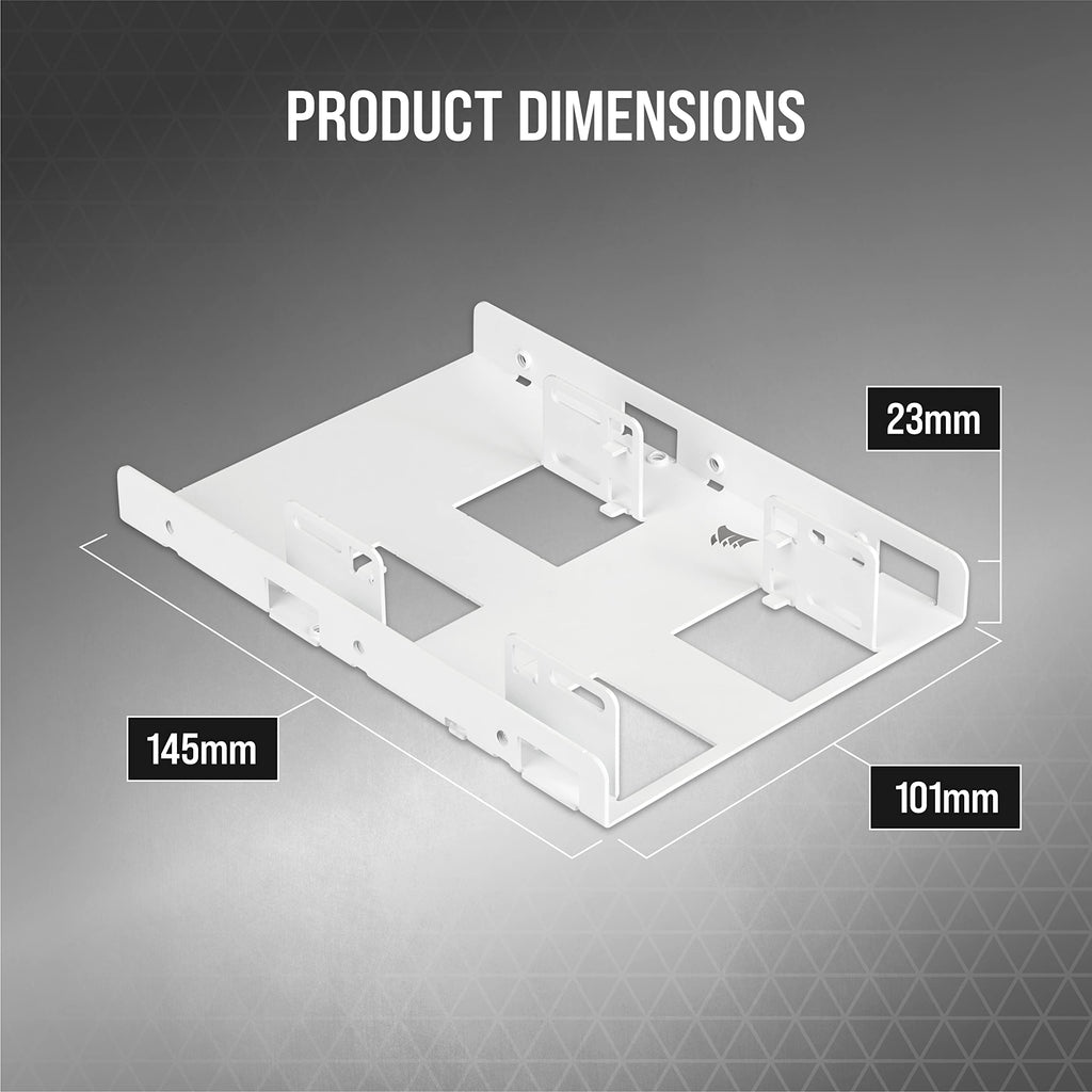 Corsair Dual SSD Mounting Bracket (3.5” Internal Drive Bay to 2.5", Easy Installation) White