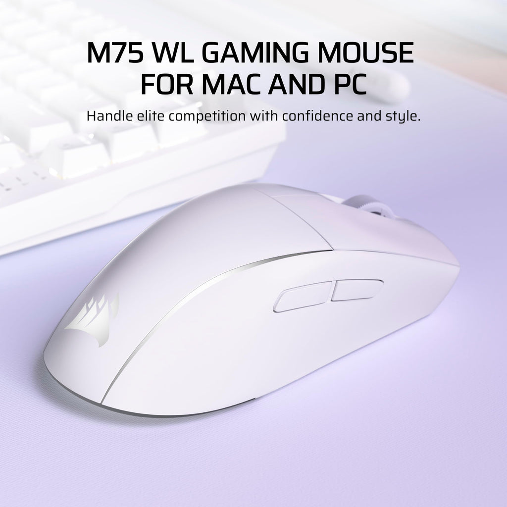 Corsair M75 Wireless RGB Lightweight Gaming Mouse for Mac � 26,000 DPI, Swappable Side Buttons, Optical Switches, iCUE Compatible � Glacial Blue