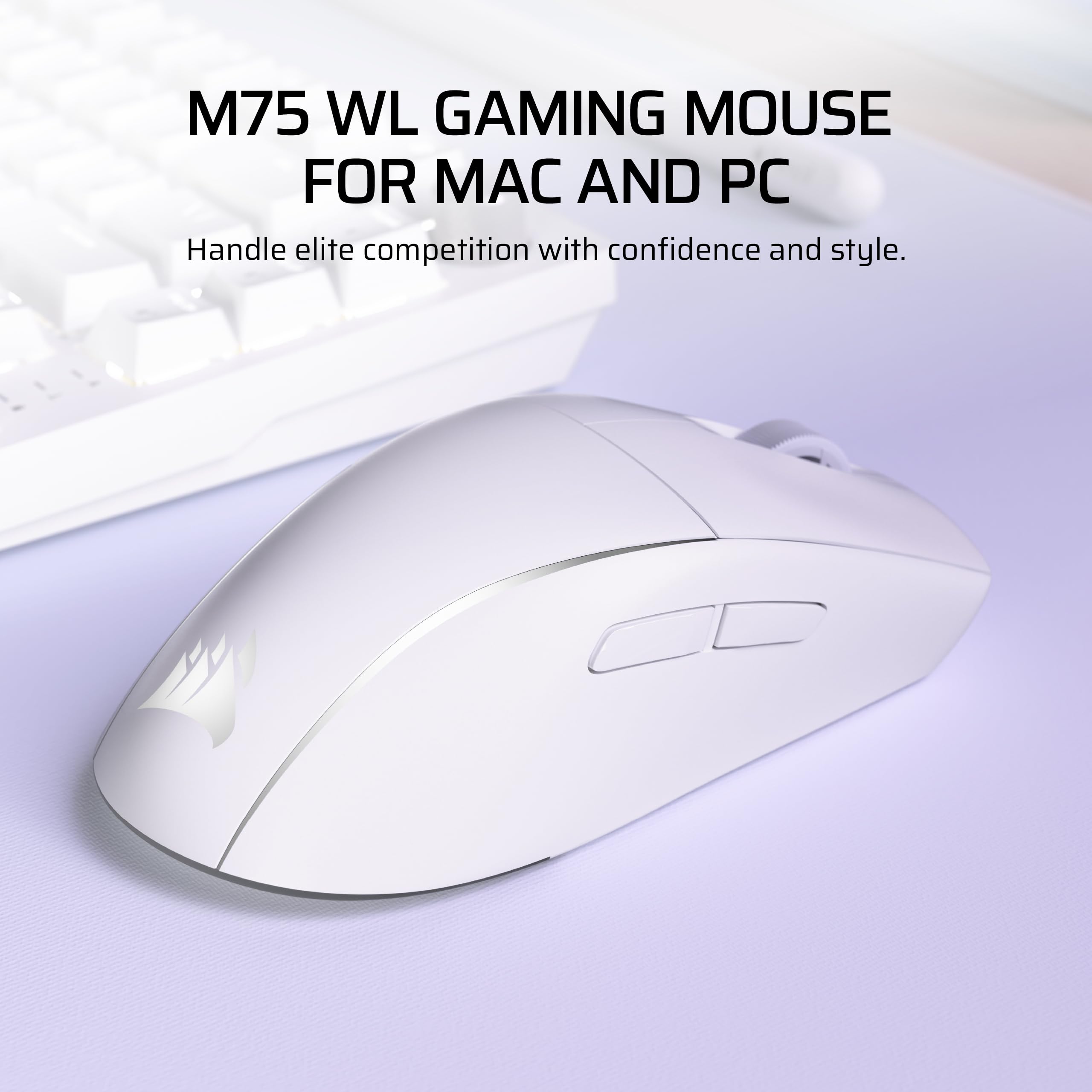 Corsair M75 Wireless RGB Lightweight Gaming Mouse for Mac � 26,000 DPI, Swappable Side Buttons, Optical Switches, iCUE Compatible � Glacial Blue