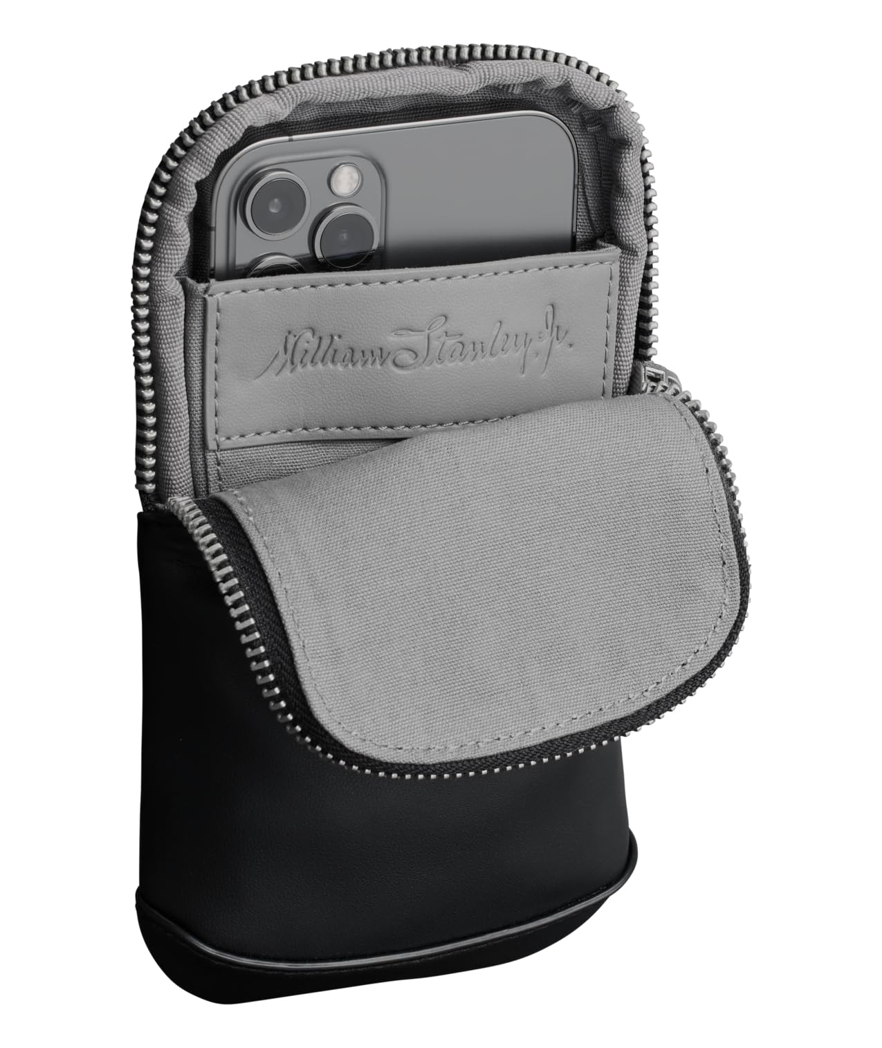 STANLEY Cross Bottle Essentials Case Midi | Phone, Wallet, Keys Holder for Water Bottle | Faux Leather Accessory Pouch for Carry All Strap | Tumbler Cup Accessories | BPA-Free | Black