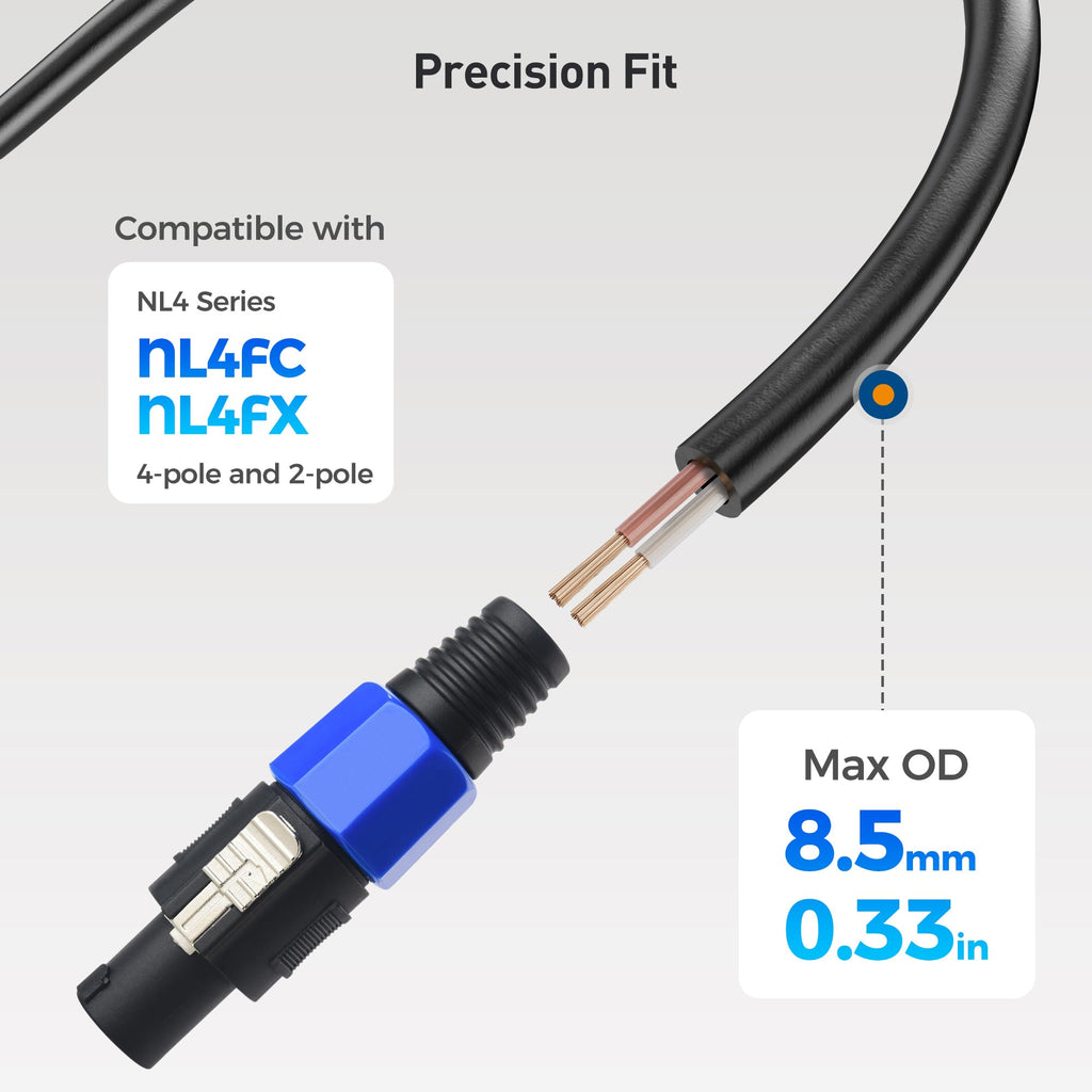Cable Matters 4-Pack, 4-Pole Speaker Cable Connector - Max OD 8.5mm/0.33 inches, Compatible with Neutrik Speakon Connector NL4FC, NL4FX, NL4 Series