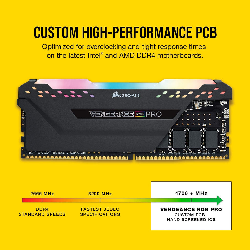Corsair Vengeance RGB Pro Schwarz 16GB Kit (2X 8GB) DDR4-3200 CL16 DIMM Arbeitsspeicher
