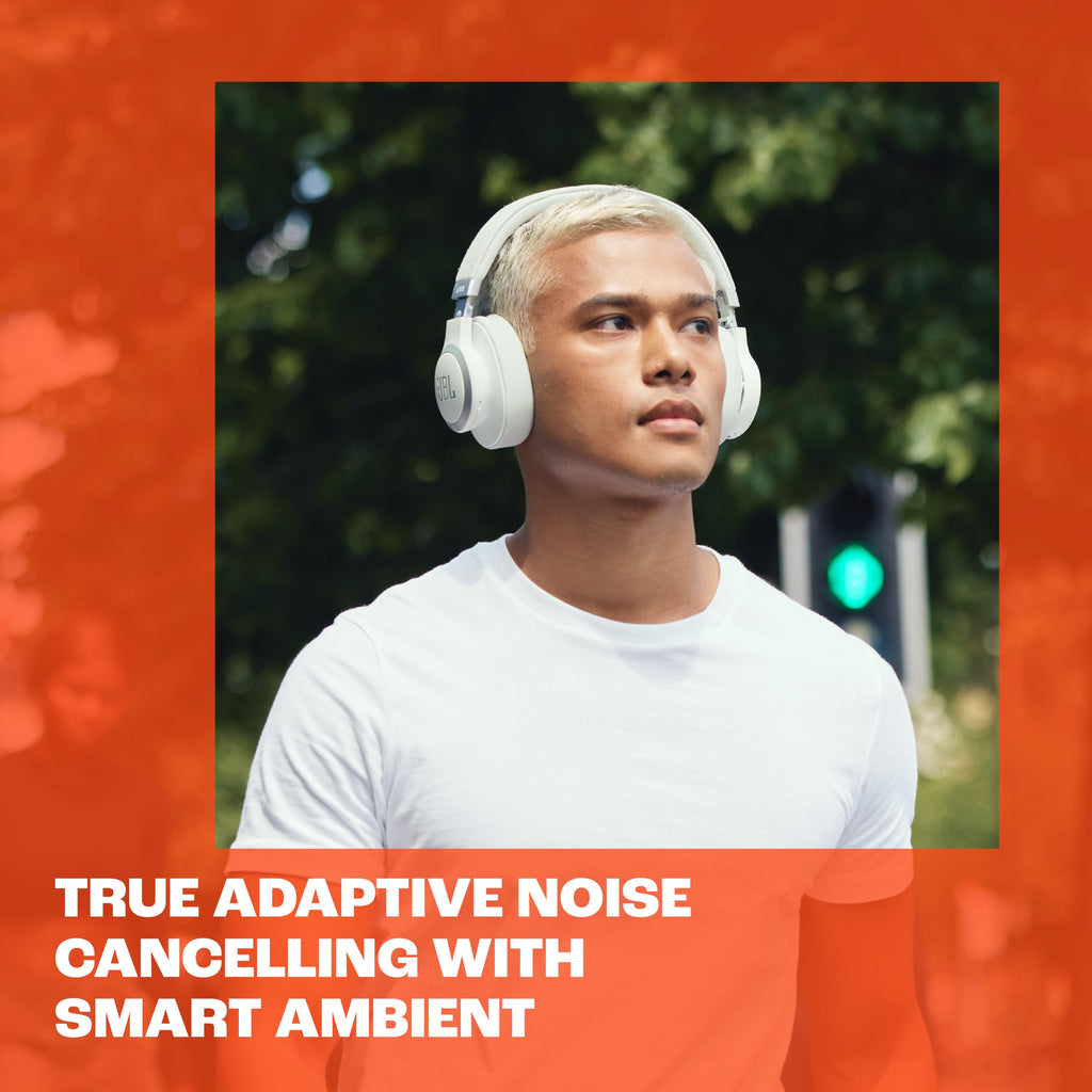 JBL Live 770NC Wireless On-Ear Headphones with Adaptive Noise Cancelling with Smart Ambience, Up to 65 Hours of Playtime, Comfortable Fabric Headband and Carry Pouch