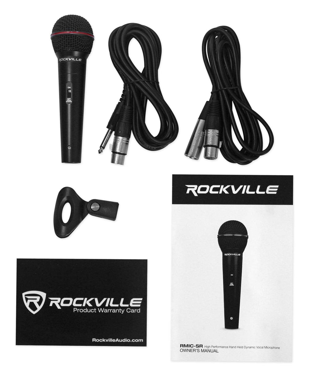 Rockville RMIC-SR Dynamic Handheld Microphone, 600 Ohms +/-30%, 72dB Sensitivity, M-56 Cartridge, Metal Body, OFC Copper Cables & Case, for DJ, Vocal, Karaoke