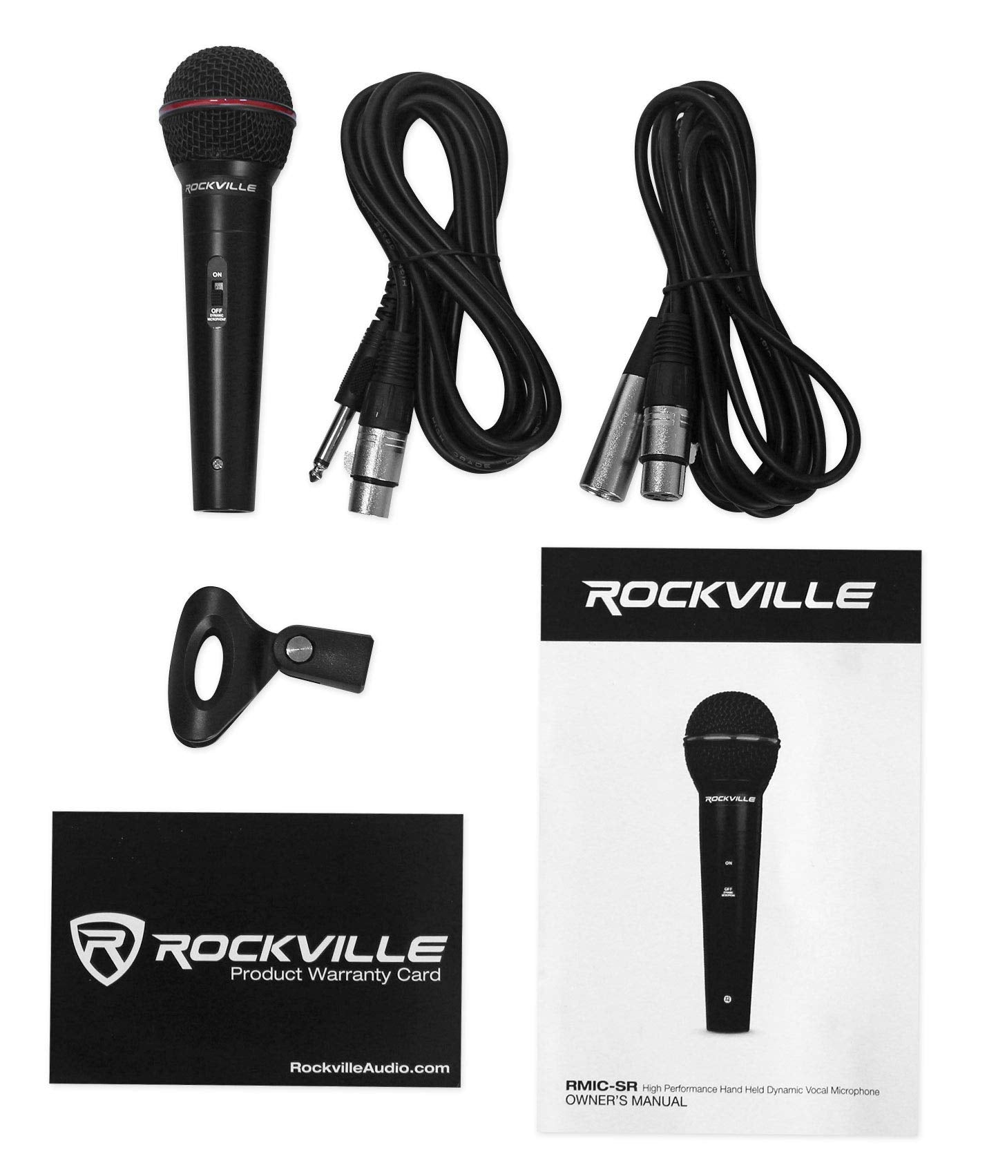 Rockville RMIC-SR Dynamic Handheld Microphone, 600 Ohms +/-30%, 72dB Sensitivity, M-56 Cartridge, Metal Body, OFC Copper Cables & Case, for DJ, Vocal, Karaoke