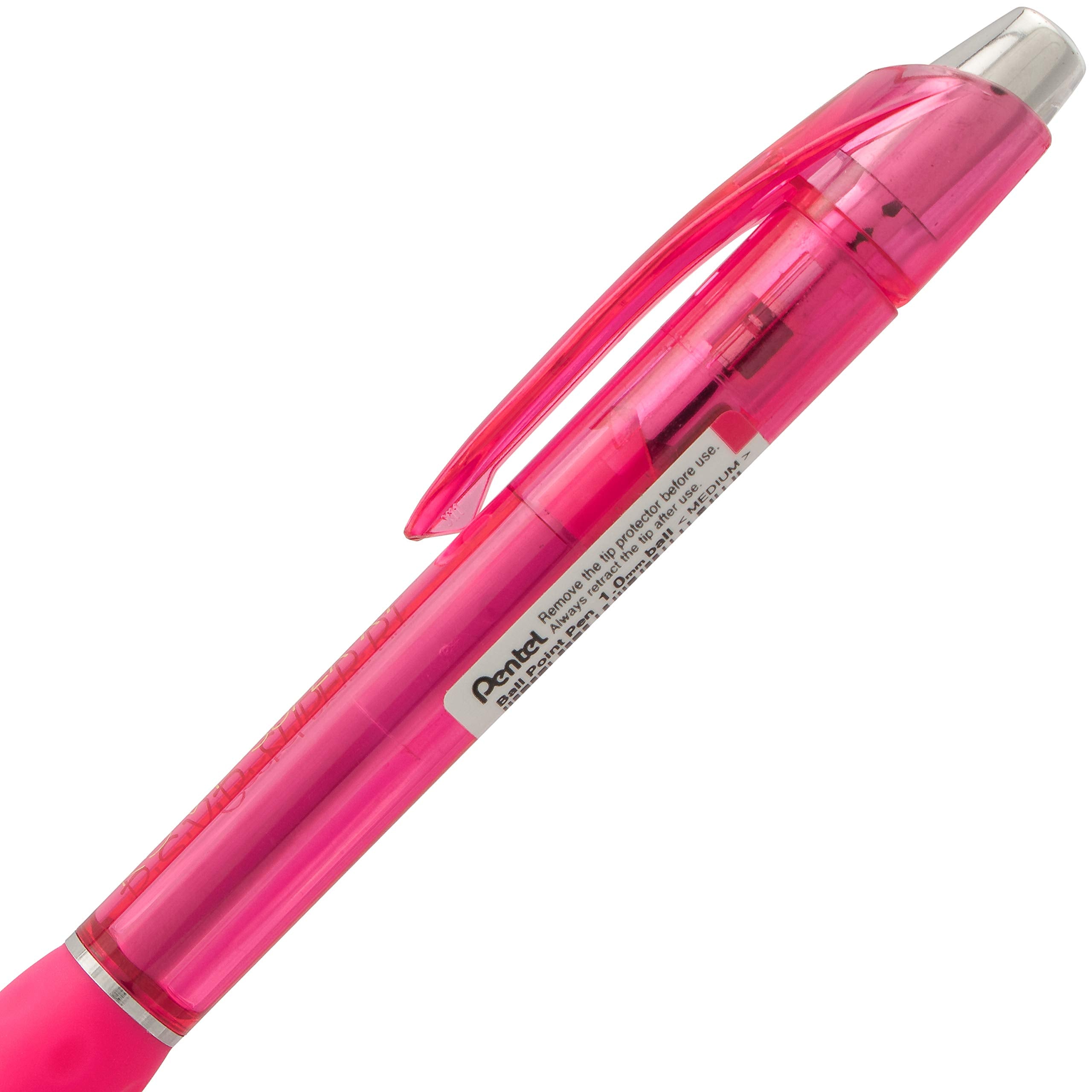 Pentel RSVP Super RT Ballpoint Pen, (1.0mm) Medium Line, Pink Ink, Box of 12 Pens (BX480-P)