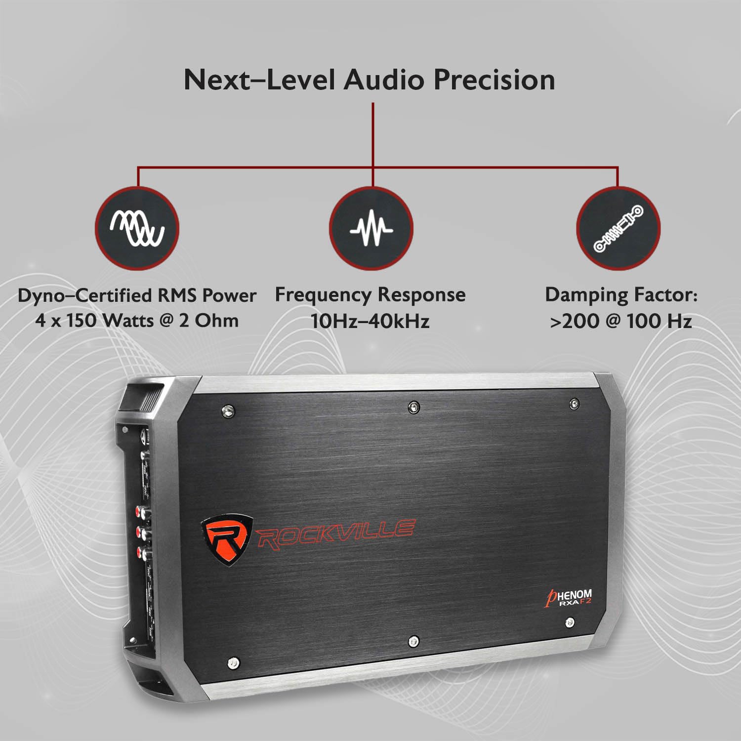 Rockville RXA-F2 2400 Watt Peak / 1200w RMS 4 Channel Amplifier Car Stereo Amp