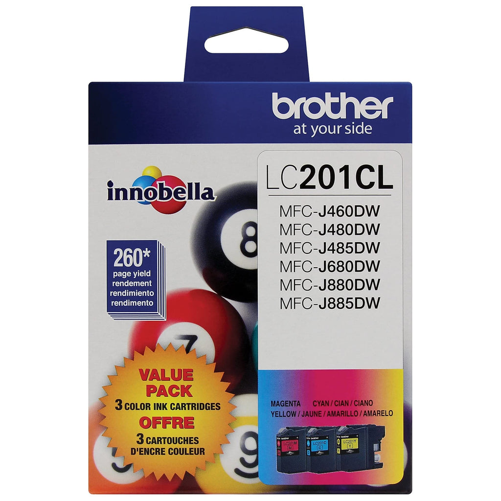 Brother Genuine Standard Yield Color Ink Cartridges, LC2013PKS, Replacement Color Ink Three Pack, Includes 1 Cartridge Each of Cyan, Magenta & Yellow, Page Yield Up To 260 Pages/cartridge, LC203