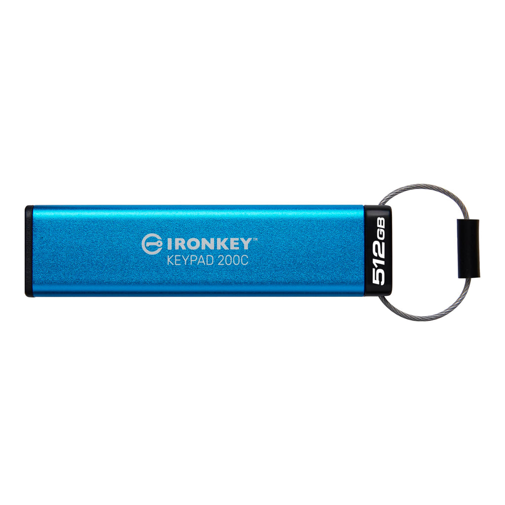 Kingston Ironkey Keypad 200 USB-C 512GB Encrypted Flash Drive | OS Independent | FIPS 140-3 Level 3 | XTS-AES 256-bit | BadUSB and Brute Force Protection | Multi-Pin Option | IKKP200C/512GB
