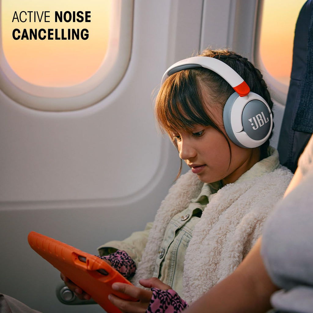 JBL Junior 470NC - Wireless Over-Ear Noise Cancelling Kids Headphones Safe Sound (<85dB), Fit for Kids, Parental Control with Customizable Volume & Playtime and 50Hr Battery Life (White)