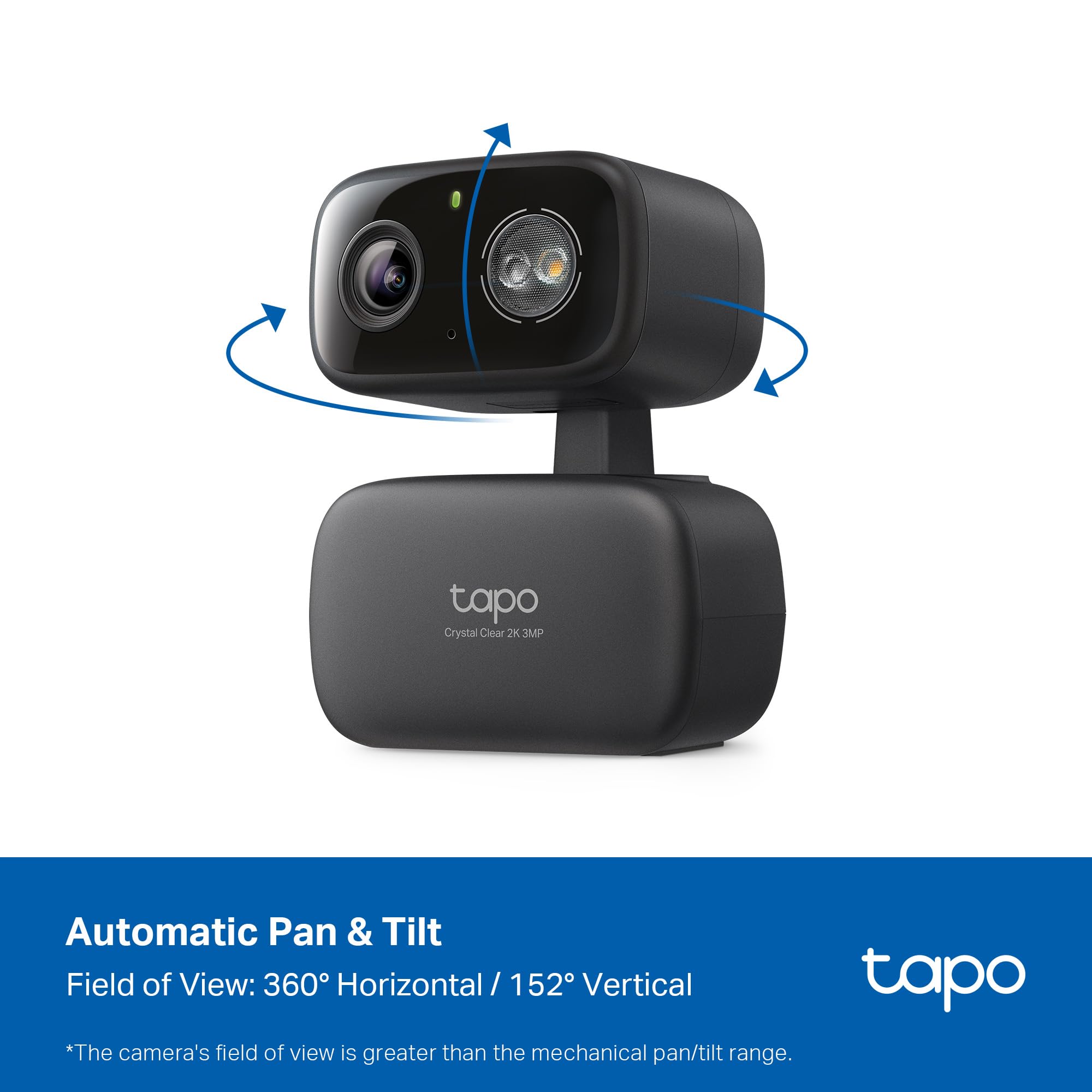 Tapo 2K 3MP Pan/Tilt Indoor/Outdoor Security Camera, Free Person/Baby Cry Detect & Motion Track, 360° View, Color Night Vision, SD/Cloud Storage, Works w/Alexa & Google Home, HybridCam 360