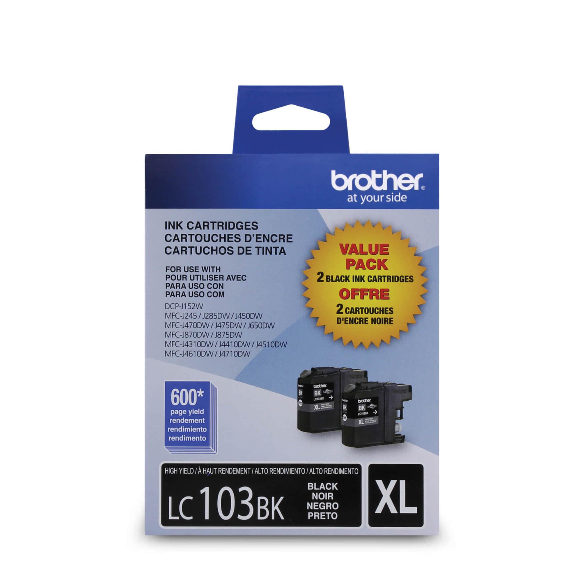 Brother LC1032PKS Printer High Yield Cartridge Ink Black (2-Pack)