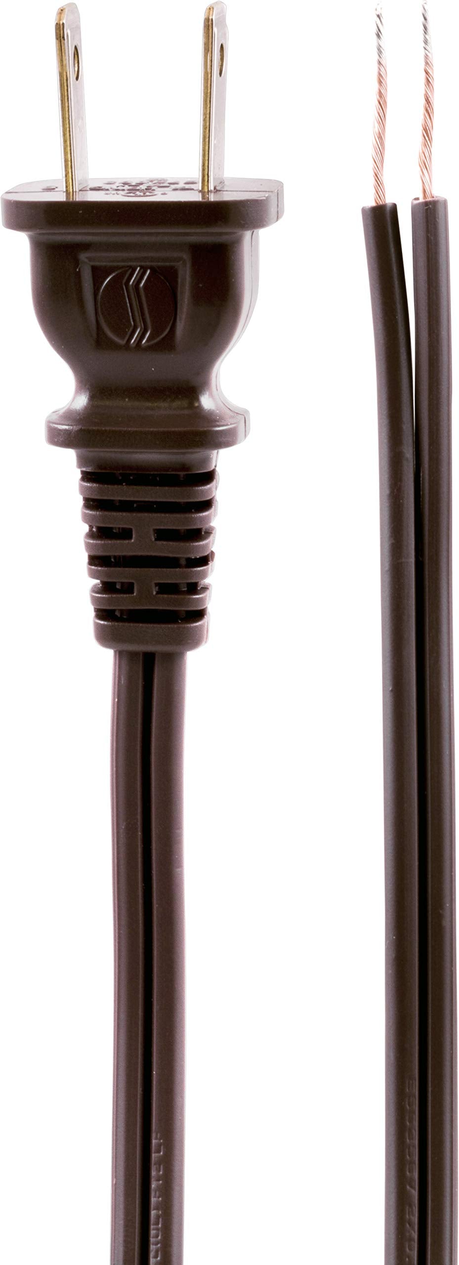 GE Replacement Lamp Cord, 8 Ft, Polarized, 2-Prong Plug, 125VAC/10A/1250W, DIY Project, UL Listed, Brown, 54616