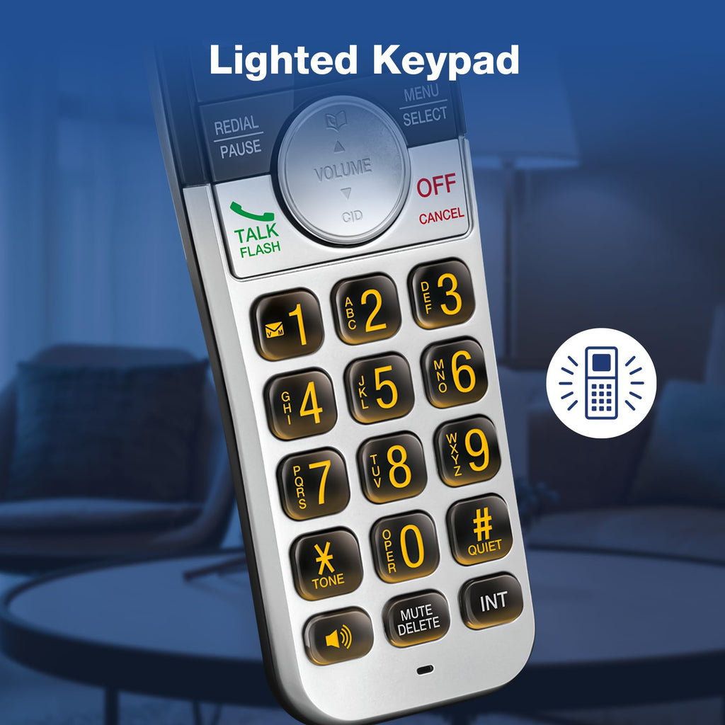 VTech Cordless Phone with 3 Handsets, Answering Machine, Large Display and Big Buttons, Caller ID, Full Duplex Handsfree Calling, Last 10 Dial, Easy to Use, VG232-3