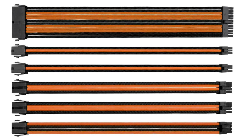 Thermaltake TtMod Sleeve Extension Power Supply Cable Kit ATX/EPS/8-pin PCI-E/6-pin PCI-E with Combs, Orange/Black AC-036-CN1NAN-A1