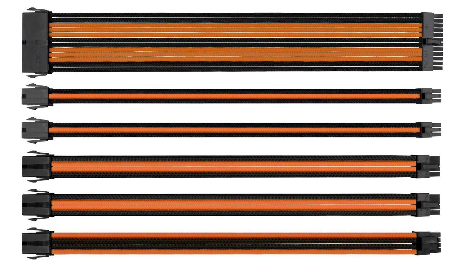 Thermaltake TtMod Sleeve Extension Power Supply Cable Kit ATX/EPS/8-pin PCI-E/6-pin PCI-E with Combs, Orange/Black AC-036-CN1NAN-A1