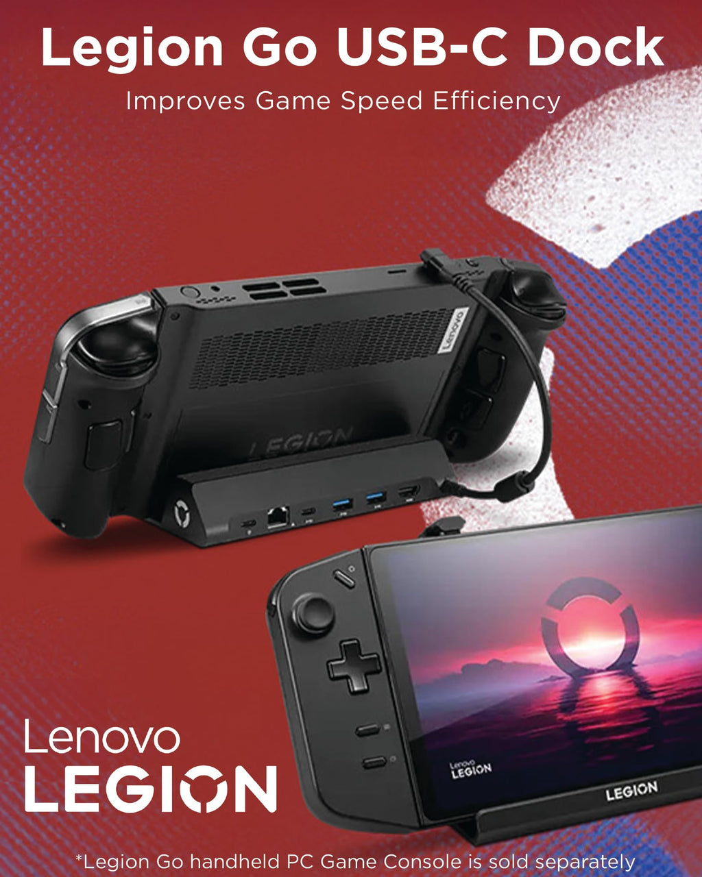 Lenovo Legion Go USB-C Hub Dock - 6-in-1 Dock, Improves Game Speed Efficiency, 4K Visual Support - Gaming Accessory