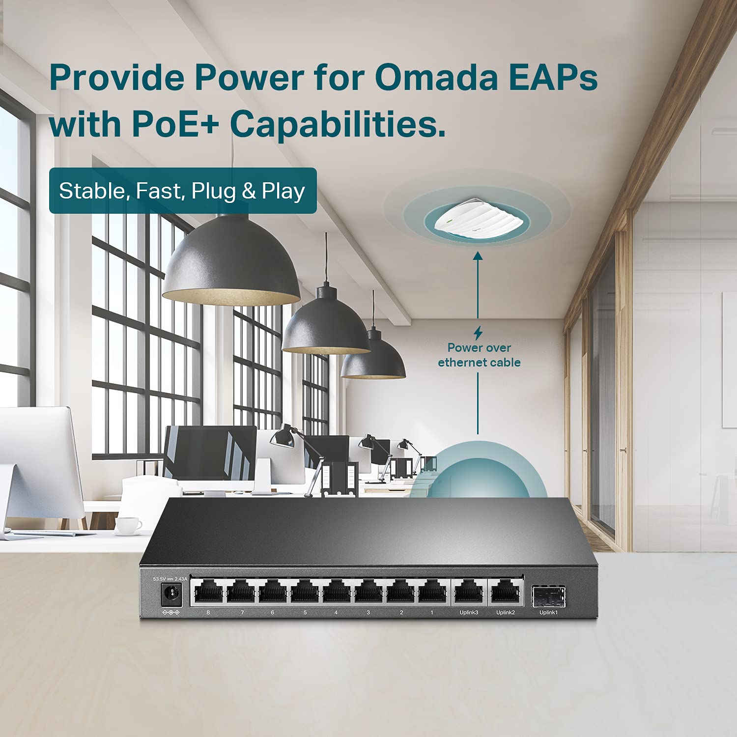 TP-Link TL-SL1311MP | 8 Port 10/100Mbps Fast Ethernet PoE Switch | 8 PoE+ Ports @124W, w/ 2 Uplink Gigabit Ports + 1 SFP Port | Limited Lifetime Protection | PoE Recovery | Extend & Isolation Mode