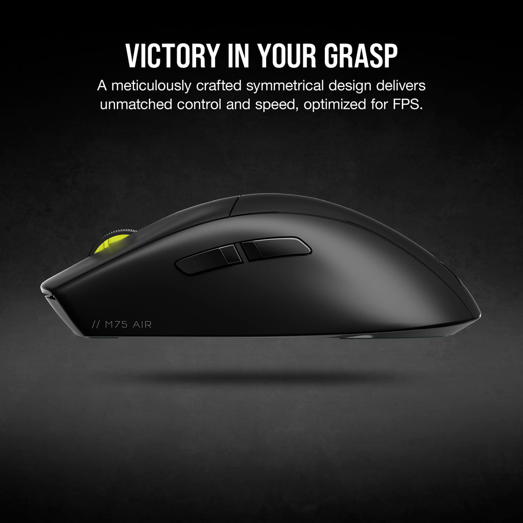 Corsair M75 AIR Wireless Ultra Lightweight Gaming Mouse � 2.4GHz & Bluetooth � 26,000 DPI � Up to 100hrs Battery � iCUE Compatible � Black