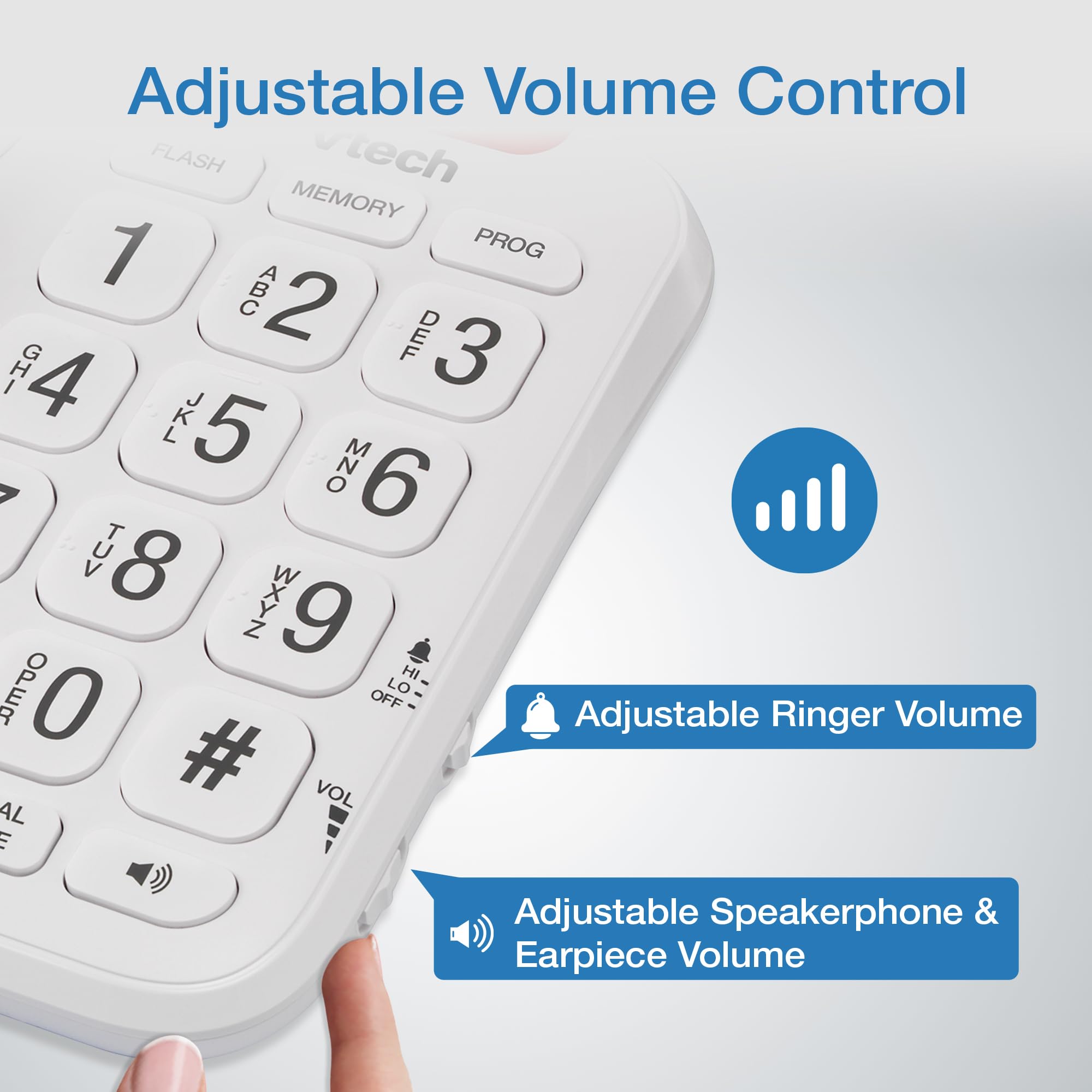 VTech SN1107 Corded Phone with Oversized High-Contrast Buttons, Talking Digits for Seniors, 10 Number Speed Dial, Visual Ringer, Full-Duplex Speakerphone