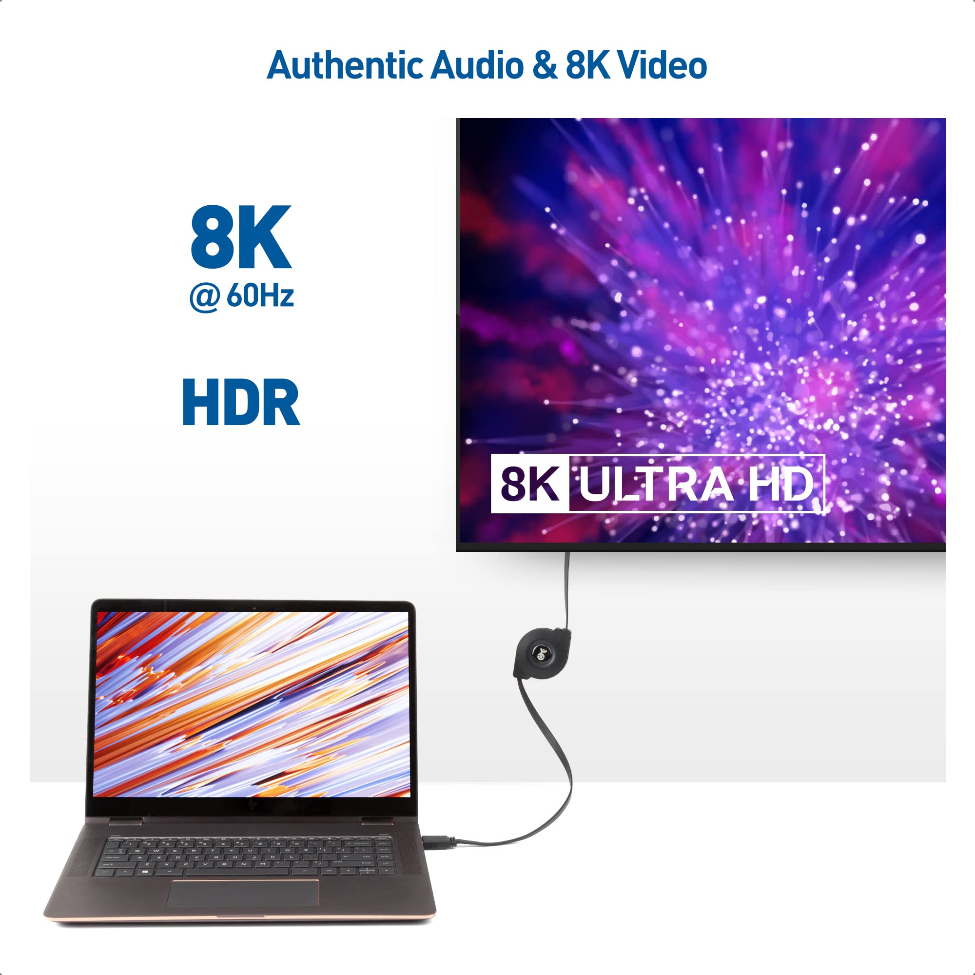 Cable Matters 8K 60Hz / 4K 240Hz Retractable HDMI Cable with HDR Support - 3.3 Feet