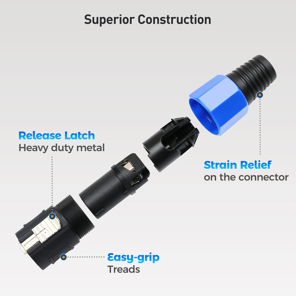 Cable Matters 4-Pack, 4-Pole Speaker Cable Connector - Max OD 8.5mm/0.33 inches, Compatible with Neutrik Speakon Connector NL4FC, NL4FX, NL4 Series