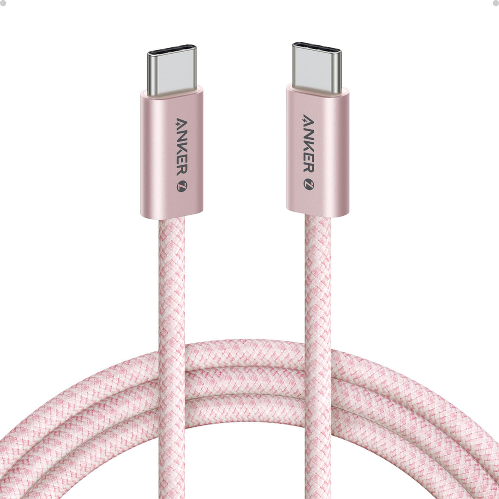 Anker Zolo USB C to USB C Cable, Braided and Dirt-Free Type-C Fast Charging Cable, Slim Connector, for iPhone 16 Series, MacBook (240W) (Pink, 6FT)