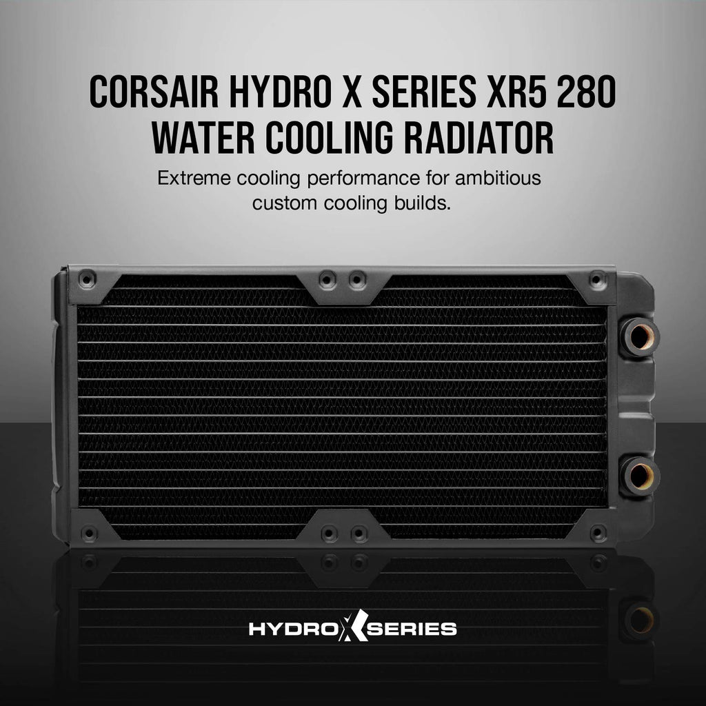 Corsair Hydro X Series, XR5 280 mm Water Cooling Radiator (Dual 140 mm Fan Mounts, Easy Installation, Premium Copper Construction, Polyurethane Coating, Integrated Fan Screw Guides) Black