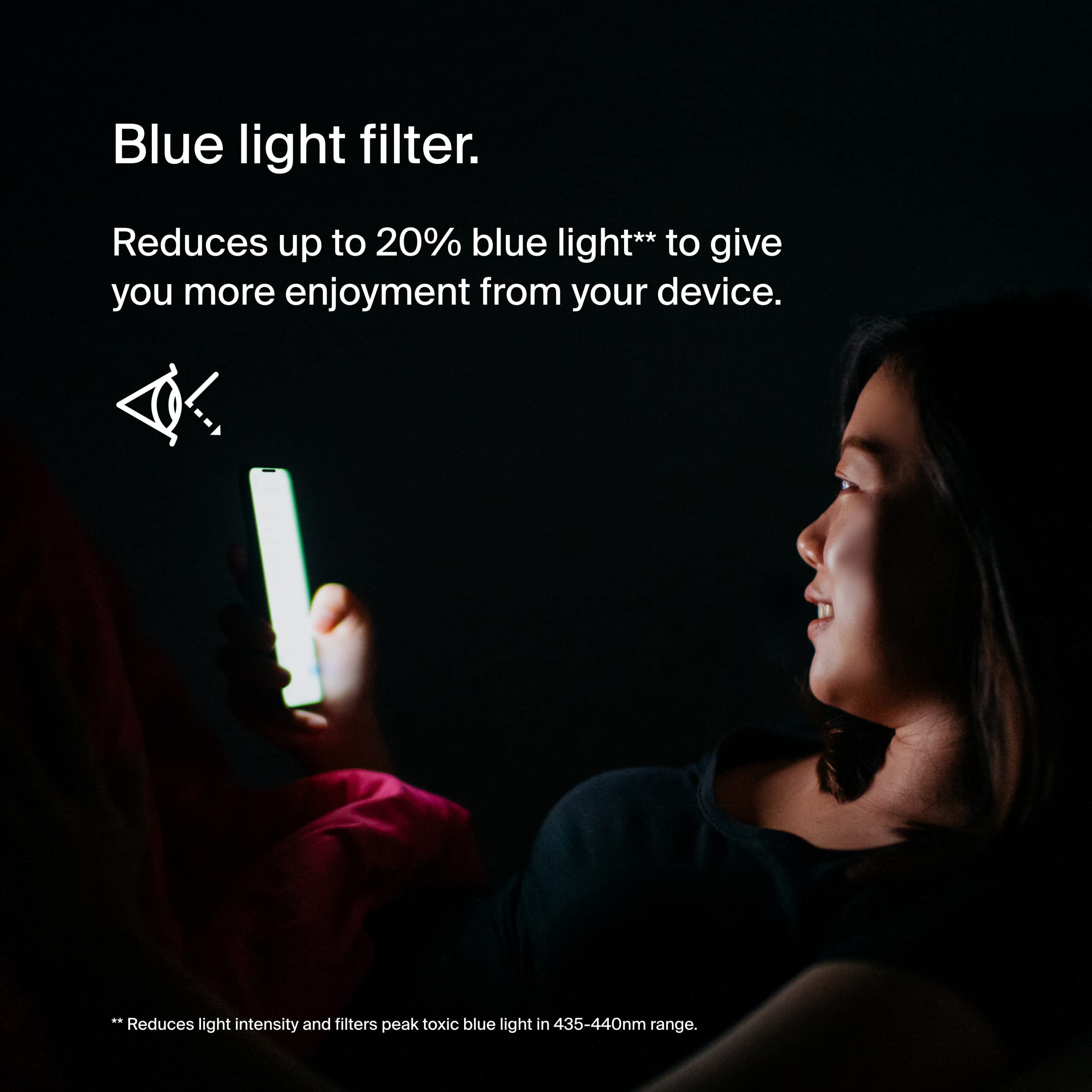 Belkin ScreenForce™ UltraGlass Blue Light Filter Screen Protector for iPhone 14 Pro, Scratch-Resistant Impact Protection w/Included Easy Align Tray for Bubble Free Application