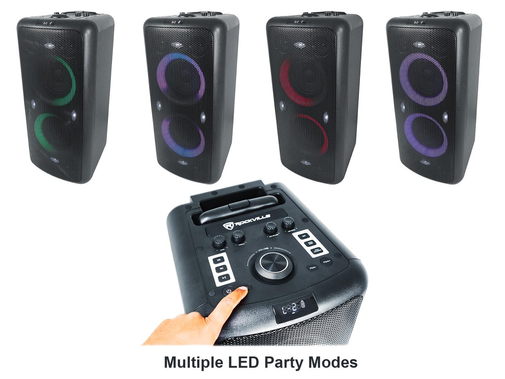 Rockville Elite Party 65 Bluetooth Party Speaker, 2000W Peak/500W RMS, Karaoke Effects, LED Lights, Guitar/Optical Inputs, for Events and Parties