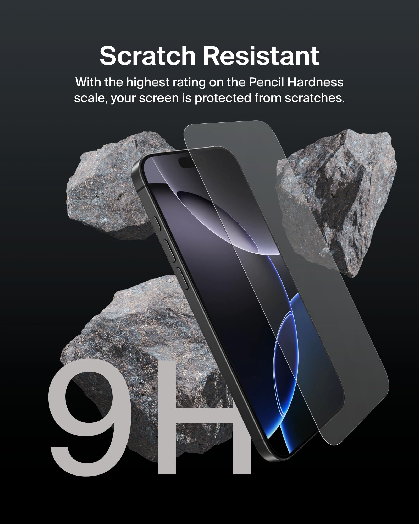 Belkin ScreenForce InvisiGlass Treated Screen Protector for iPhone 16 Pro Max, Scratch-Resistant Impact Protection w/Included Easy Align Tray for Bubble Free Application - Made with Recycled Glass