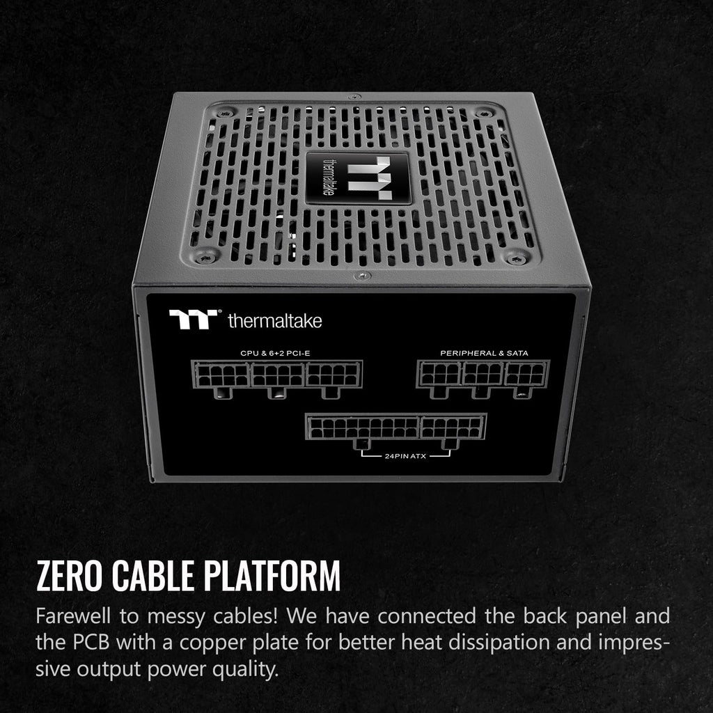 Thermaltake GF1 (2024) 750W Fully Modular ATX Power Supply - 80 Plus Gold - Ultra Quiet - Zero RPM, PS-TPD-0750FNFAGU-P