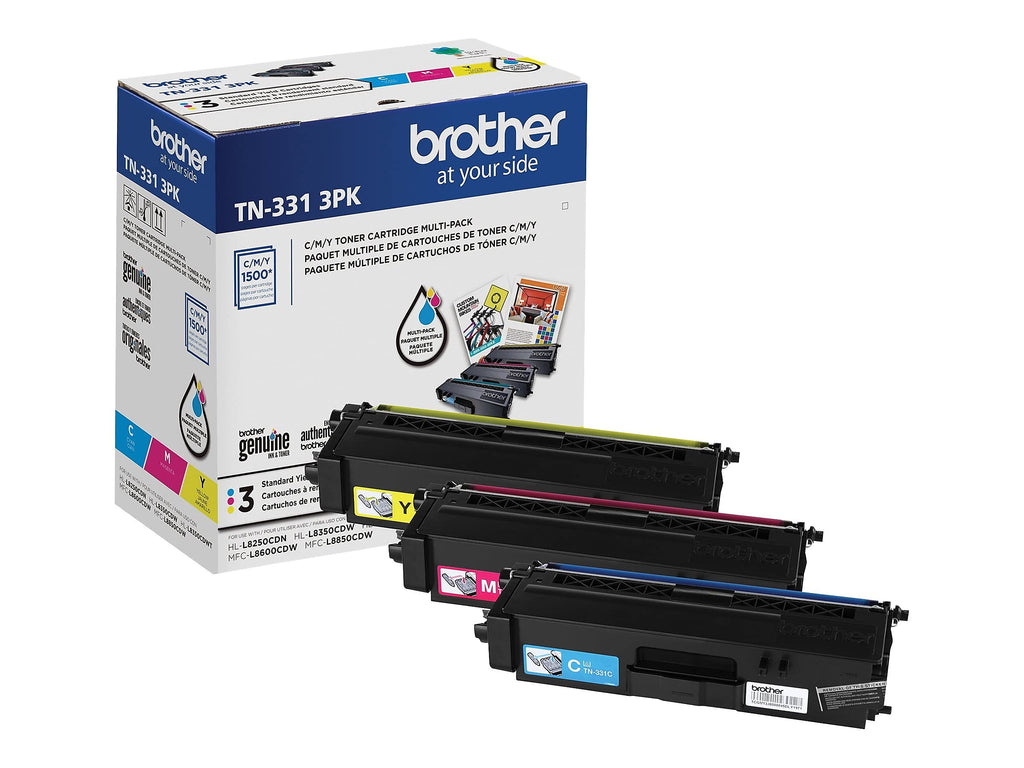 BROTHER Genuine Standard-Yield Color Toner Cartridge Three Pack TN331 3PK -Includes one Cartridge Each of Cyan, Magenta & Yellow Toner