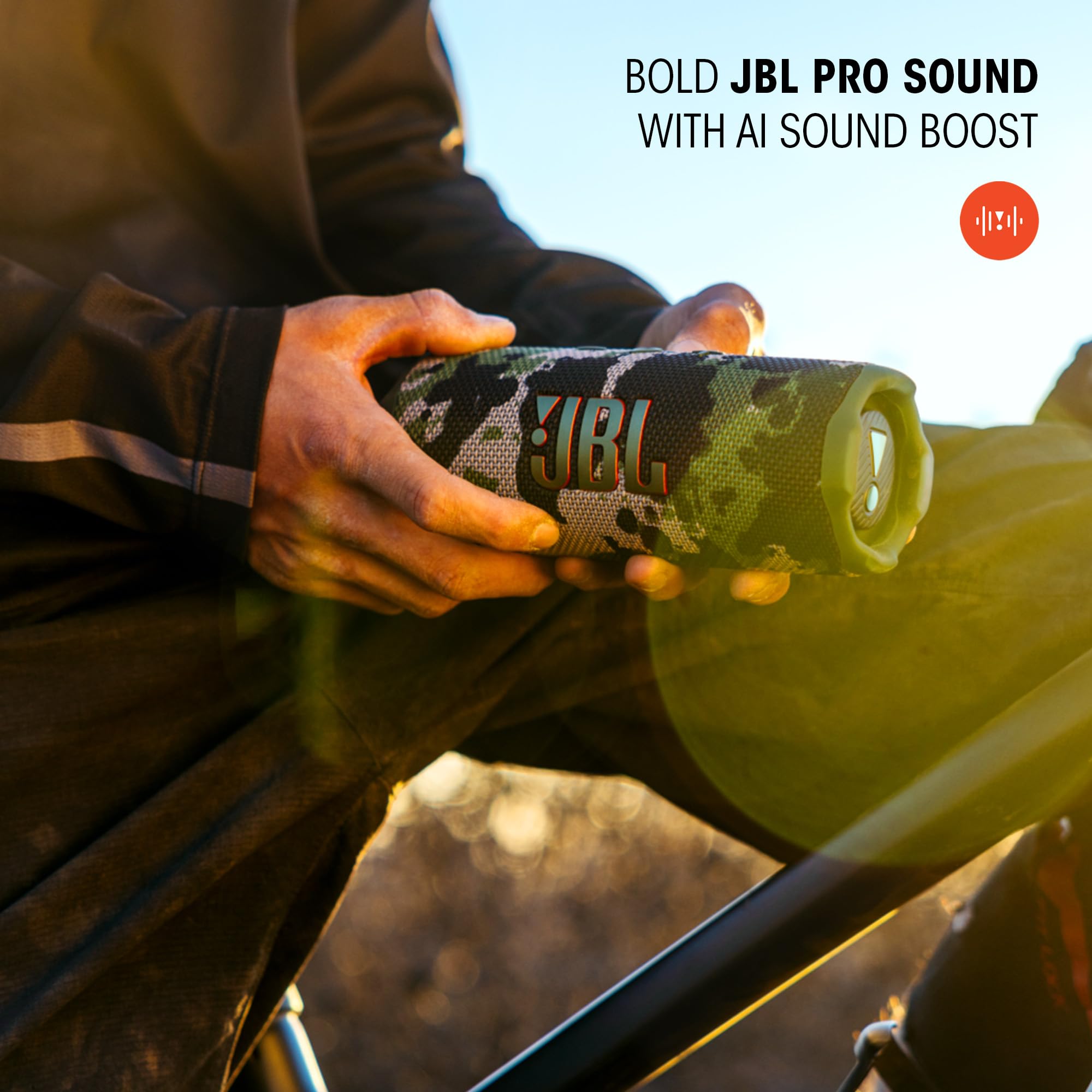JBL Flip 7 - Portable Waterproof and Drop-Proof Speaker with AI Sound Boost, 16Hrs of Playtime, and PushLock System with Interchangeable Accessories (Red)