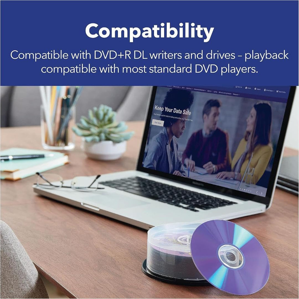 Verbatim DVD+R Double Layer Life Series 8.5 GB - 8x Burning Speed, Printable, Long Service Life, 50-Pack Spindle