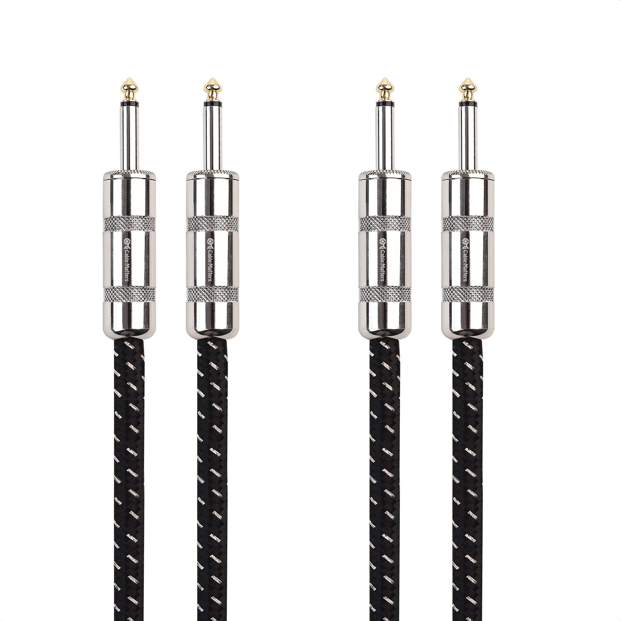 Cable Matters 2-Pack Braided TS Speaker Cable in Black � 3 Feet