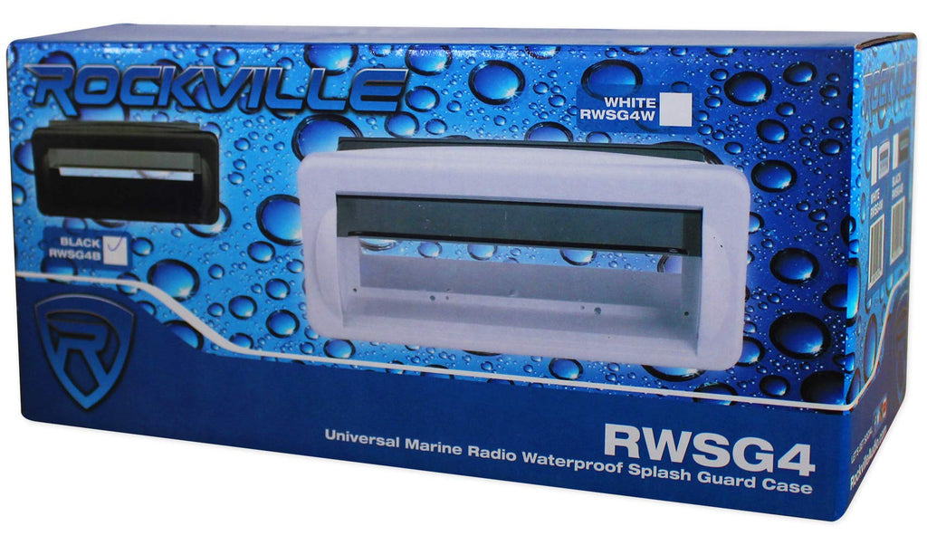 Rockville RWS4GB Universal Marine/Boat Receiver Splash Guard Housing Case Black