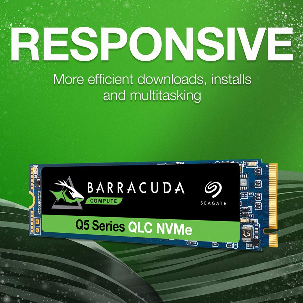 Seagate BarraCuda Q5 SSD, 1TB, Internal SSD, M.2 NVMe PCIe Gen3 �4, 3D QLC, for Desktop or Laptop (ZP1000CV3A001)