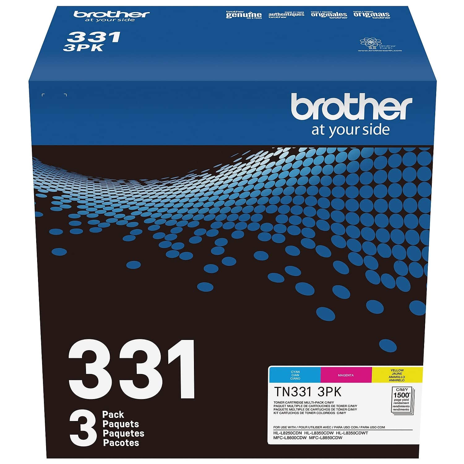BROTHER Genuine Standard-Yield Color Toner Cartridge Three Pack TN331 3PK -Includes one Cartridge Each of Cyan, Magenta & Yellow Toner