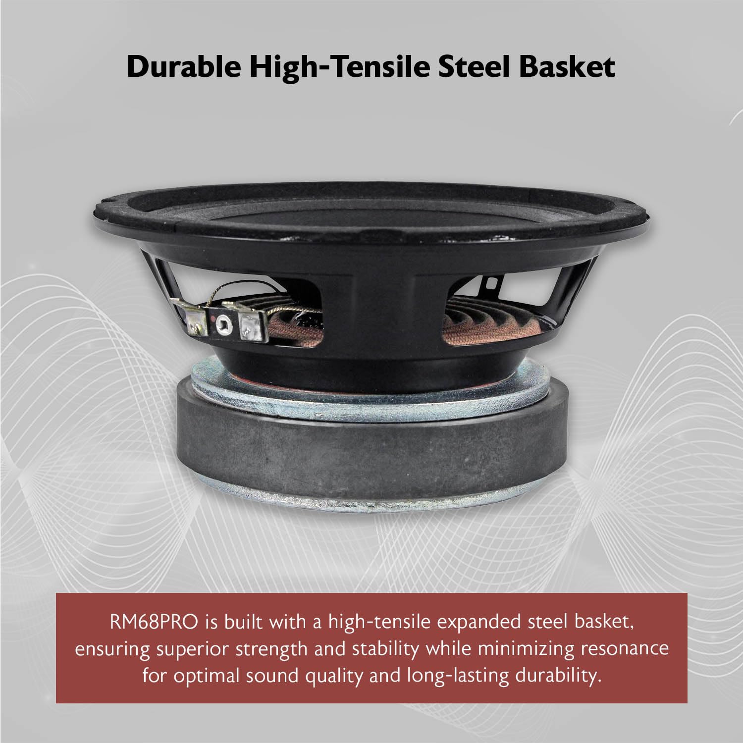 Rockville RM68PRO 6.5-Inch 8 Ohm SPL Mid-Bass Midrange Car Speaker 105dB 200w-Set of 1