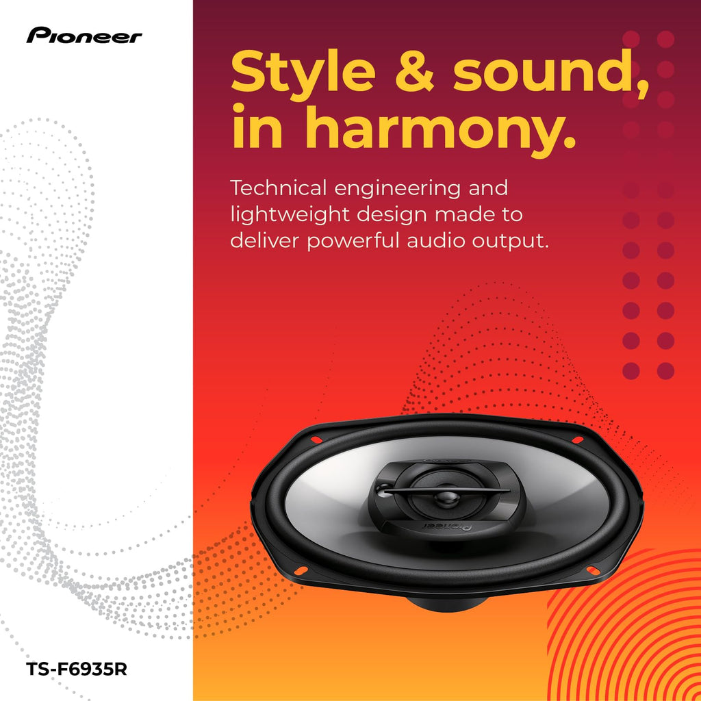 Pioneer TS-F6935R 3-Way Coaxial Car Audio Speakers - 6" x 9" Passive Car Speakers (Pair), 230 W Max Power, Black and Silver