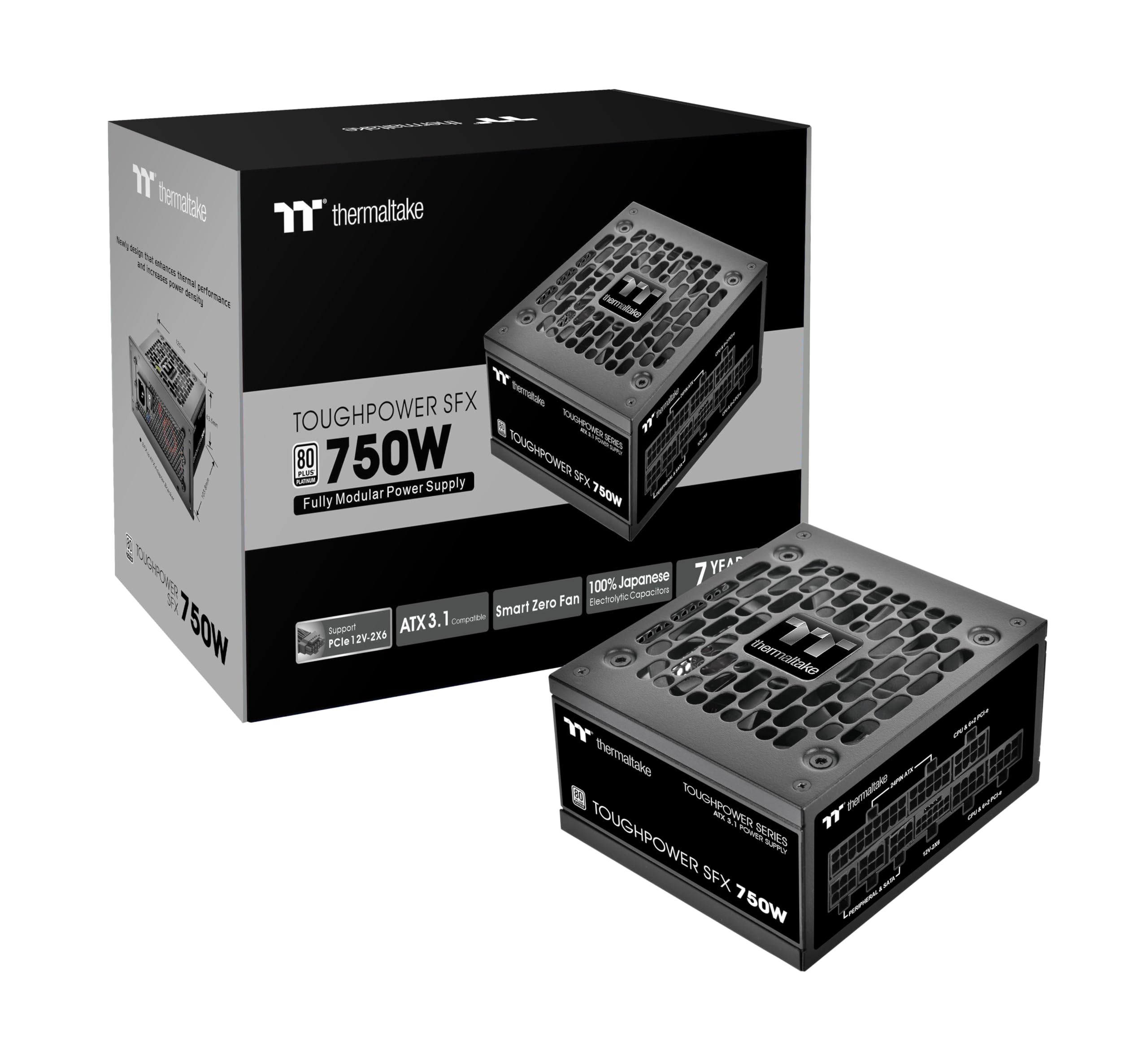 Thermaltake Toughpower SFX PS-STP-0750FNFAPU-1 Standard 80Plus Platinum ATX 3.1 750W Power Supply 300W Connector 12V-2x6 Fully Modular 90mm FDB Fan