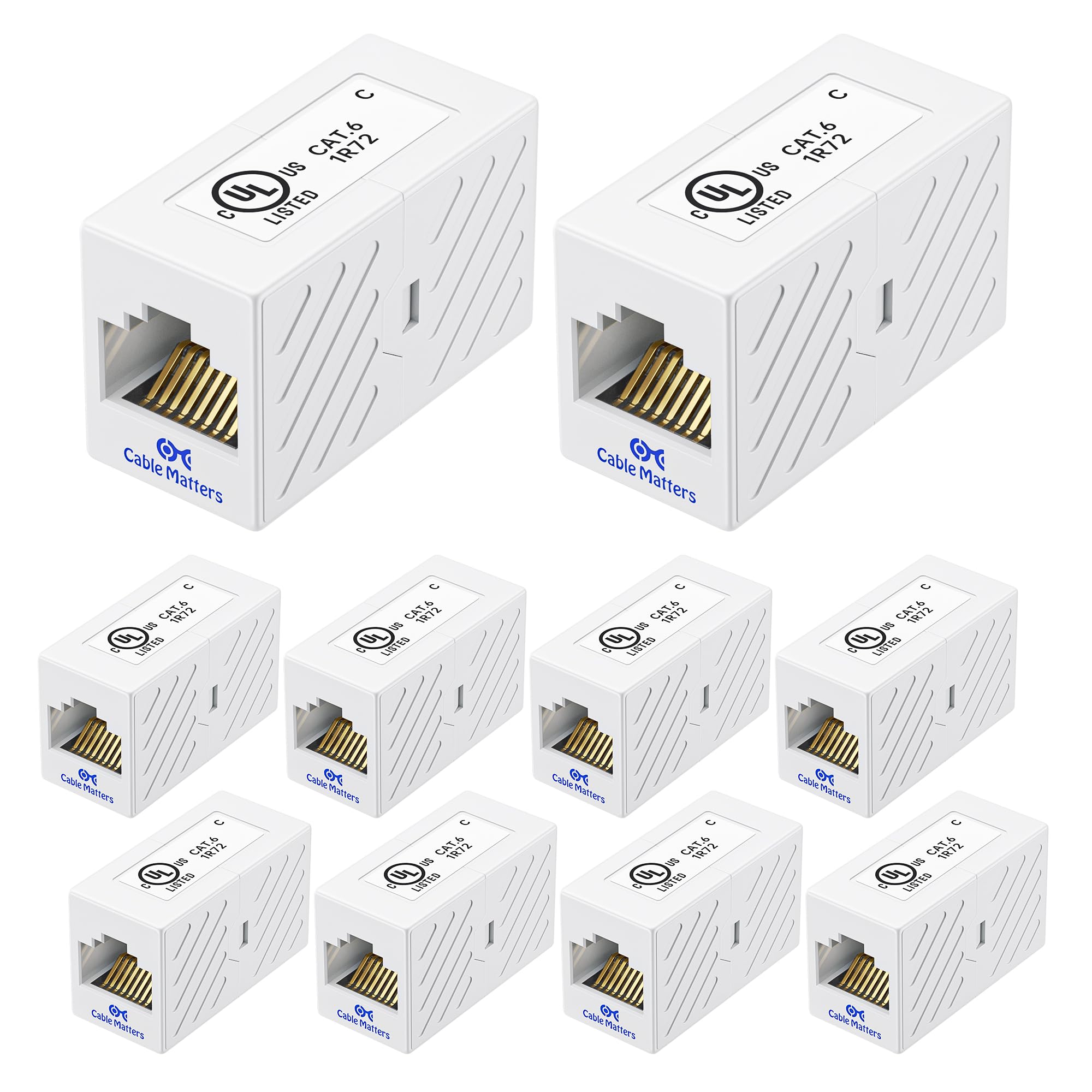 Cable Matters Ethernet Coupler (RJ45 Coupler / Cat5e Cat6 Coupler) in White, 10-Pack
