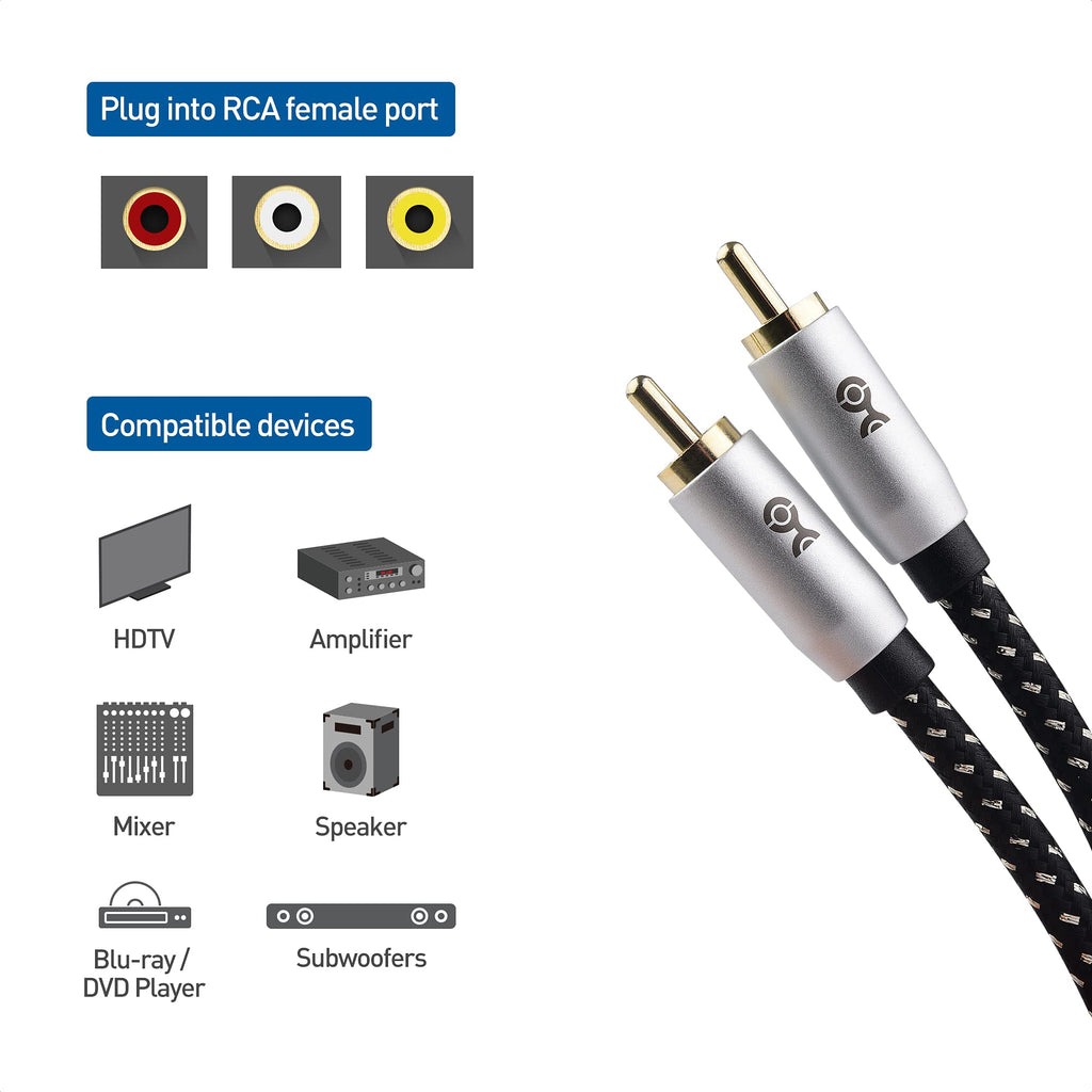 Cable Matters 2-Pack Subwoofer Cable 15 ft, Digital Coaxial Cable (Digital Audio Coaxial Cable and LFE Subwoofer Cable) � 4.6m / 15 Feet