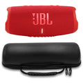 JBL Charge 5 Waterproof Portable Speaker with Built-in Powerbank and gSport Carbon Fiber Case (Red)