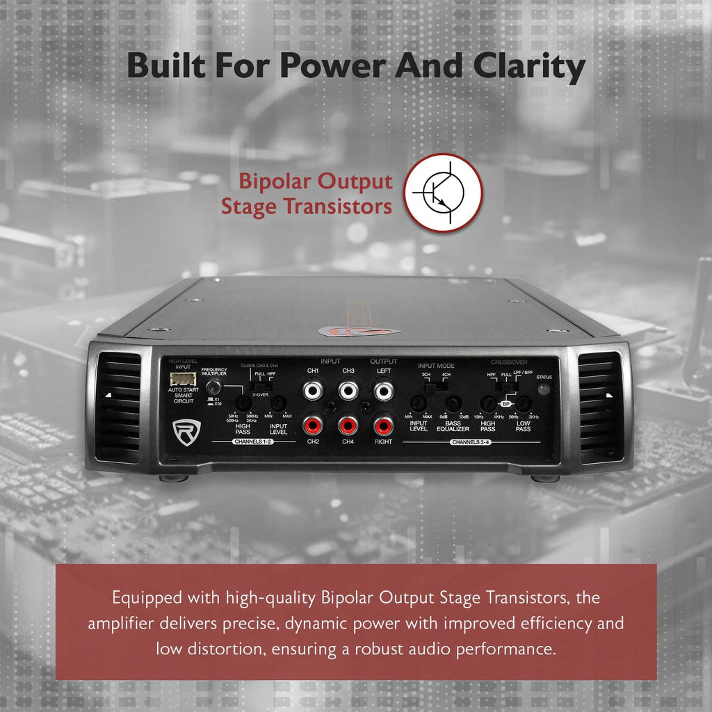 Rockville RXA-F2 2400 Watt Peak / 1200w RMS 4 Channel Amplifier Car Stereo Amp