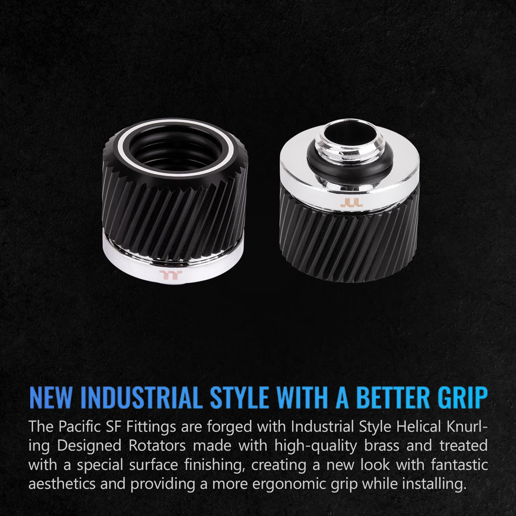 Thermaltake Pacific SF Hard Tube 16mm OD Compression Silver Black/DIY LCS/Fittings CL-W389-CA16BL-A