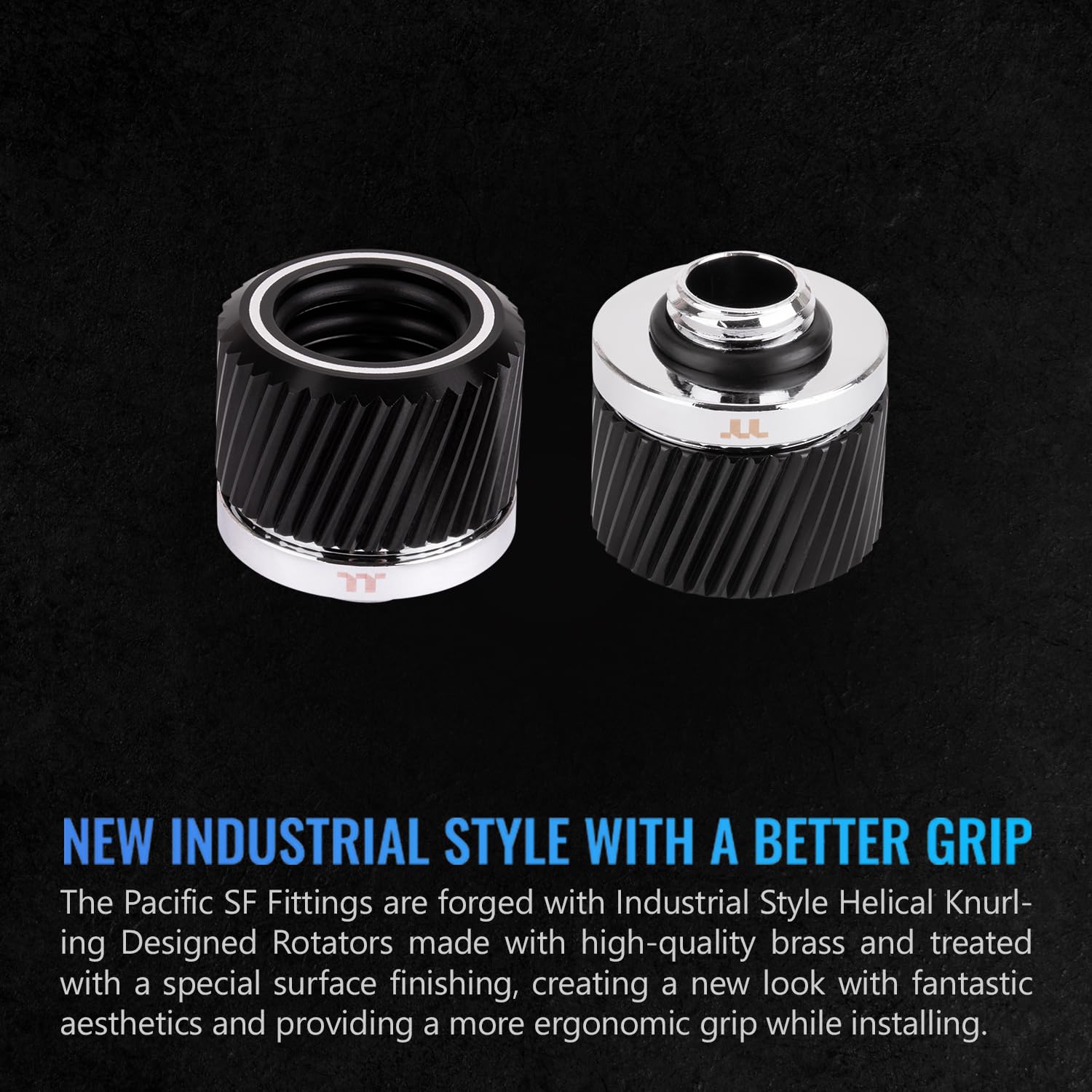 Thermaltake Pacific SF Hard Tube 16mm OD Compression Silver Black/DIY LCS/Fittings CL-W389-CA16BL-A
