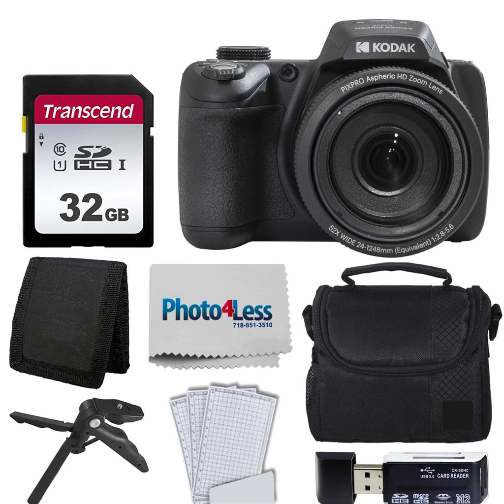 Kodak PIXPRO AZ528 Digital Camera (Black) Bundle with 32GB Memory Card + Camera Case + Memory Card Wallet + Screen Protectors + Accessories