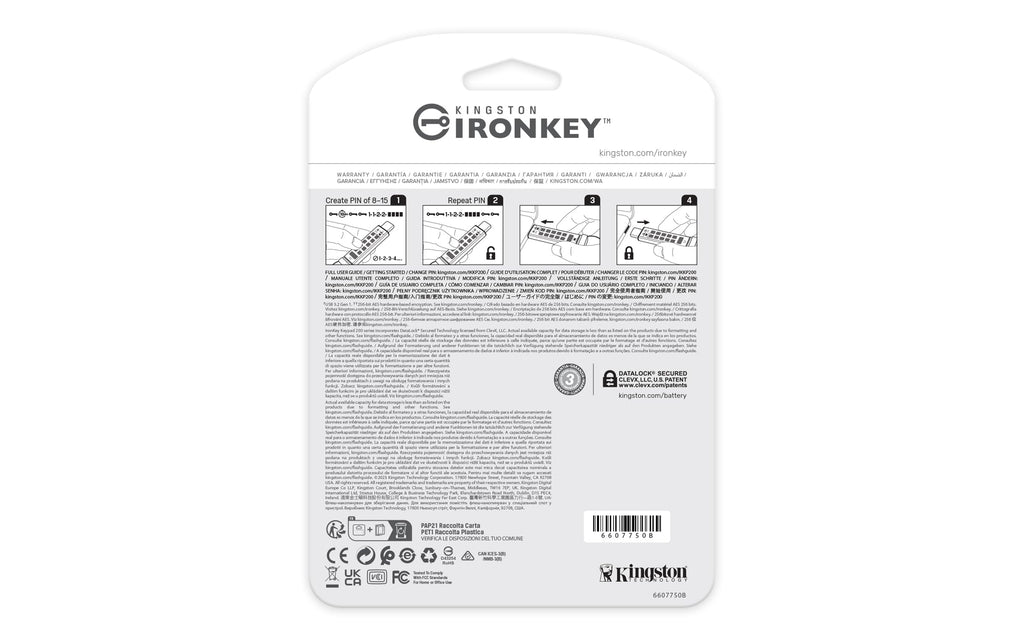 Kingston IronKey Keypad 200C Type-C hardware-encrypted USB Flash Drive FIPS 140-3 Level 3 (Pending) with XTS-AES 256-bit Hardware Encryption -IKKP200C/64GB